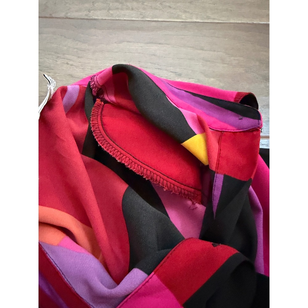 Vintage Cathy Che Geometric Color Block Button Down Shirt Pink Purple 80s 90s - Picture 3 of 6